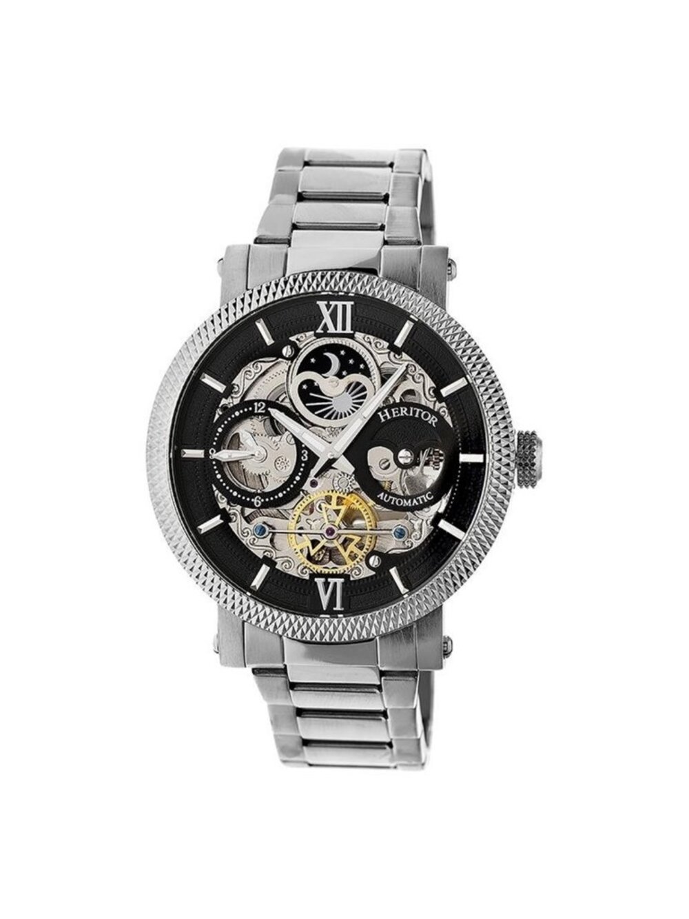 NWT Heritor Aries Black Skeleton Dial Automatic Men's Watch